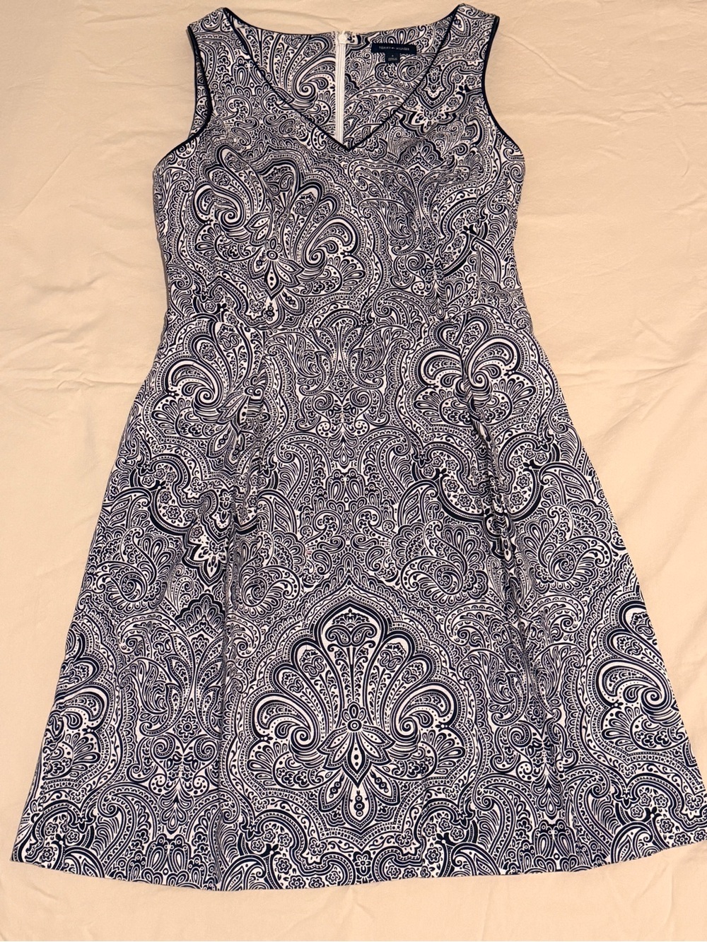 Tommy Hilfiger Navy & White Paisley Fit-and-Flare Dress